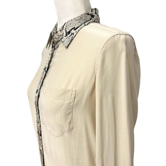 Equipment XSmall Silk Cream & Snake Print Button Up Long Sleeve Shirt Women’s - Picture 5 of 11